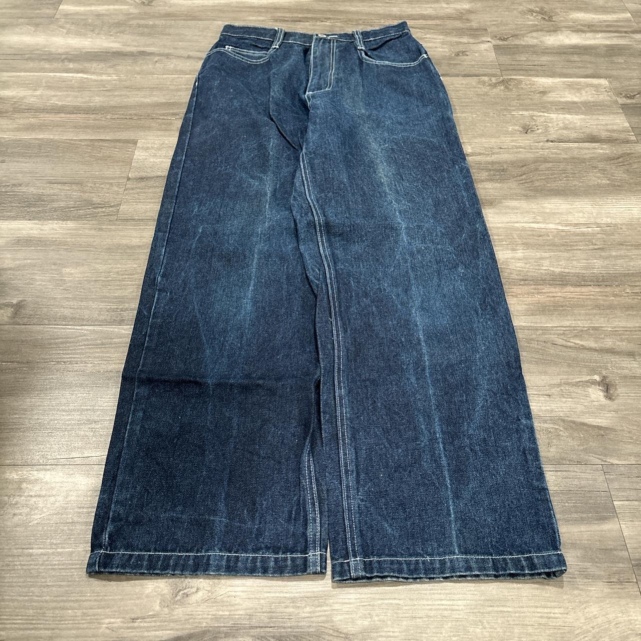 vintage y2k wide leg baggy raw denim jeans beautiful... - Depop