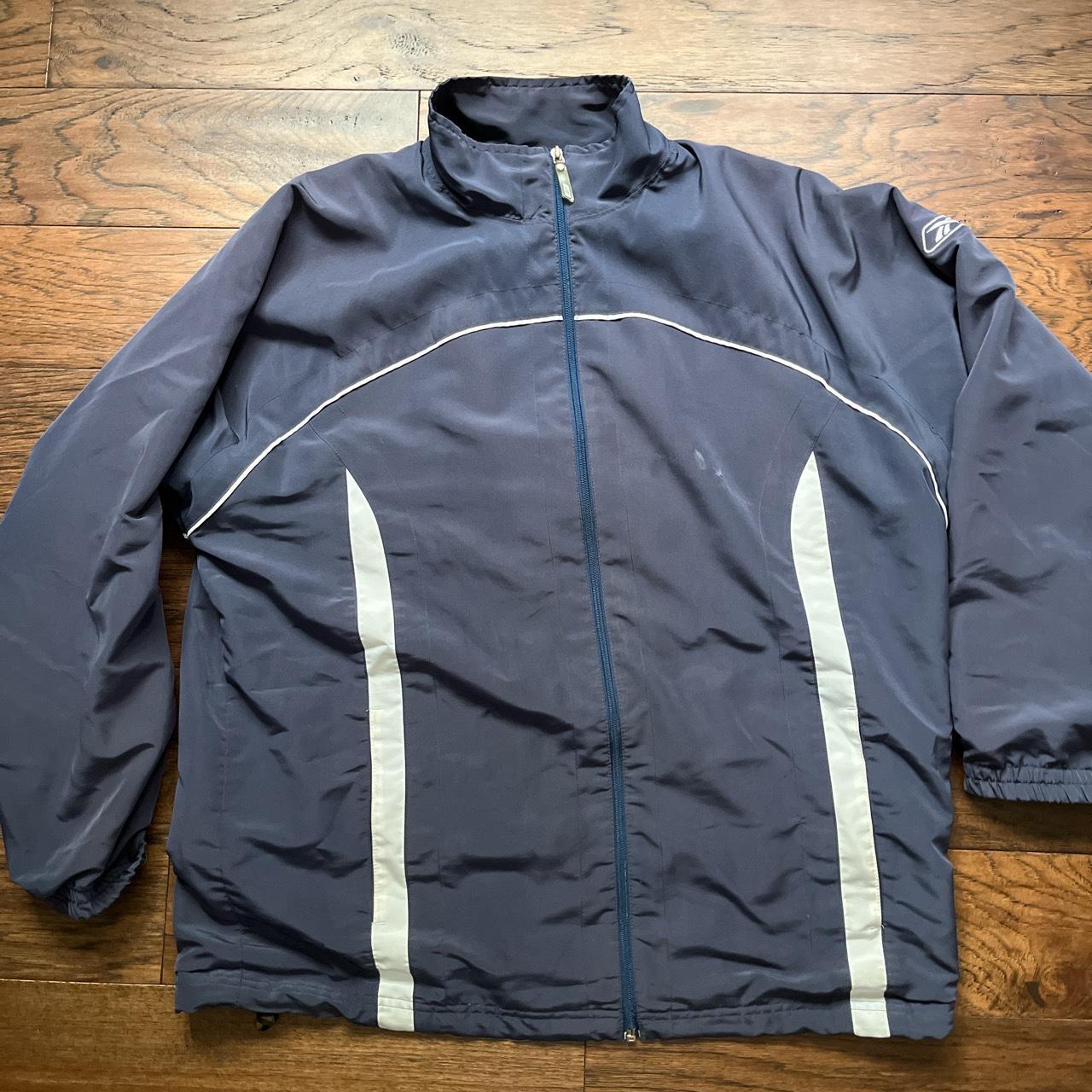 Navy blue vintage Reebok windbreaker Zipper still... - Depop