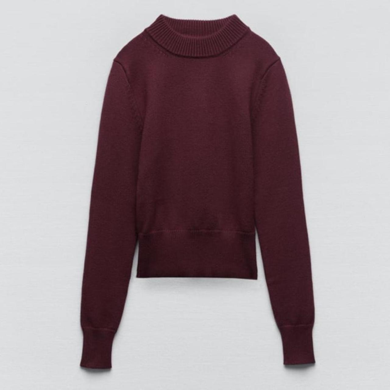 Zara Women's Burgundy Jumper Depop