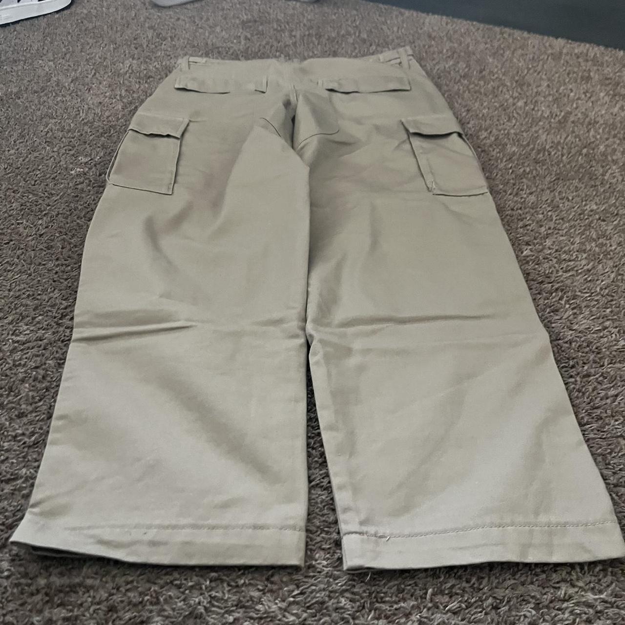 baggy skater tan empyre cargo pants tagged size... - Depop