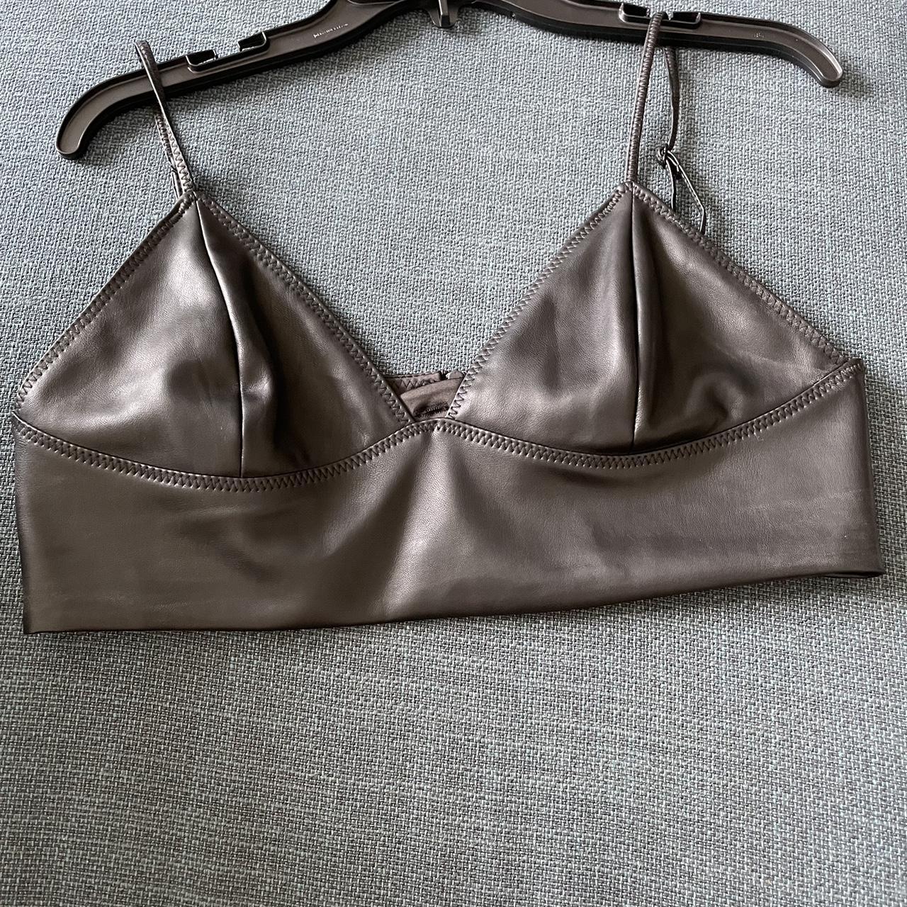 Bardot faux leather bralette Crafted from vegan - Depop