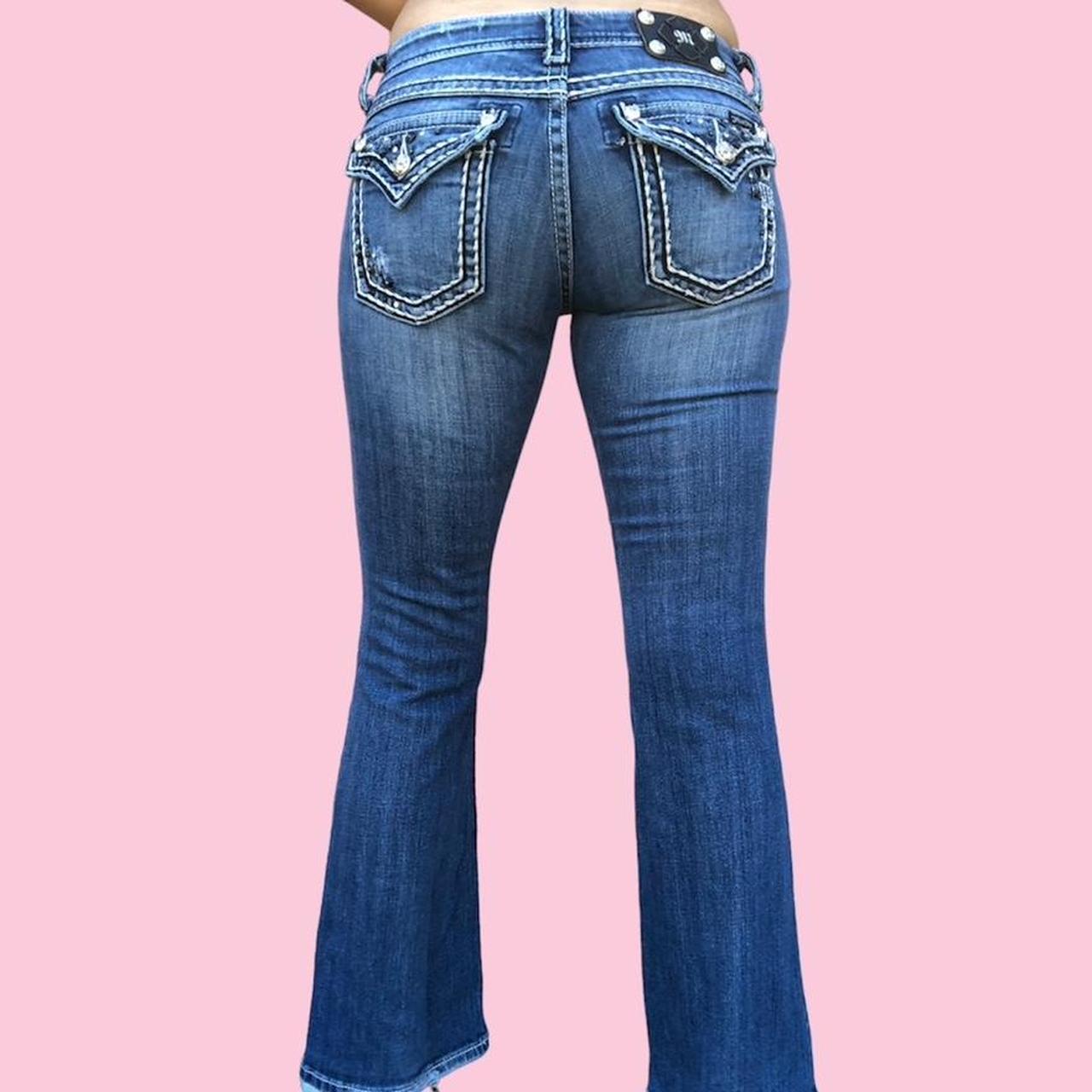 Miss Me Women's Blue and Silver Jeans Depop