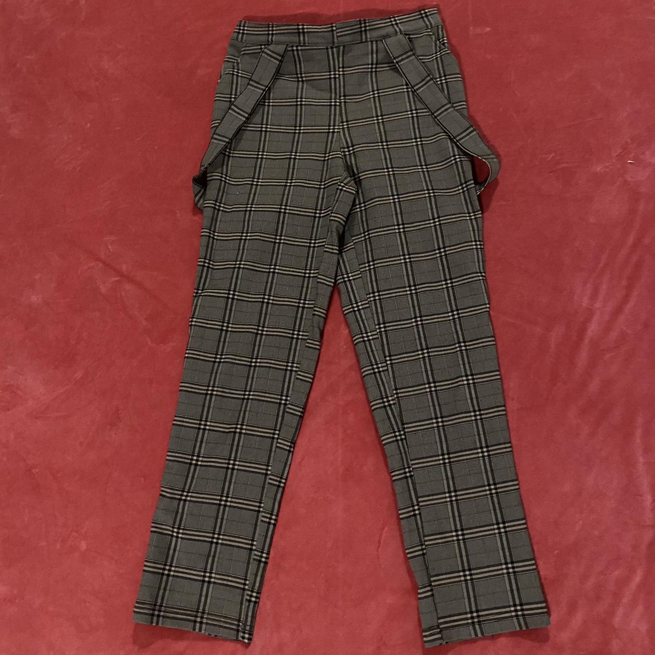 plaid suspender pants 👖 waist: 28” length:... - Depop