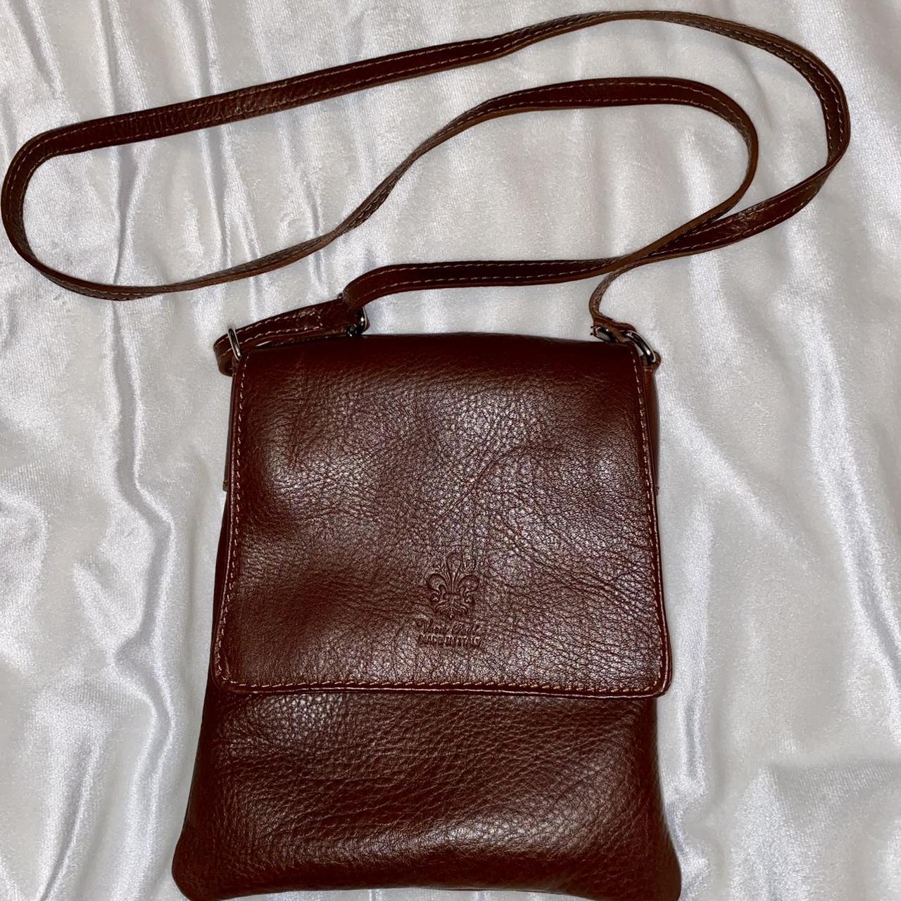 Vera Pelle Brown Leather Purse, Strap. Italy