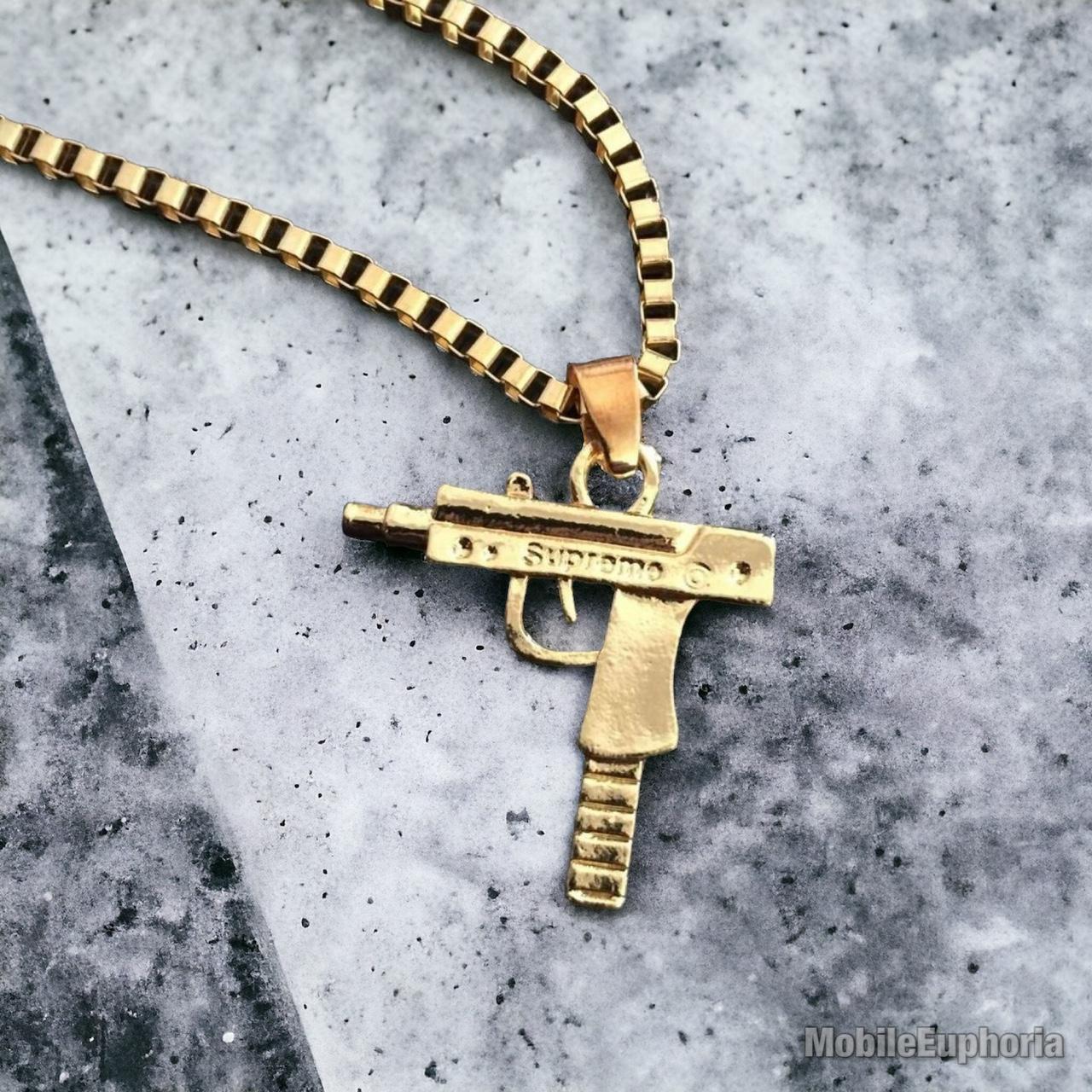 Brand New Supreme Uzi Gold Chain Fashion Necklace. Depop