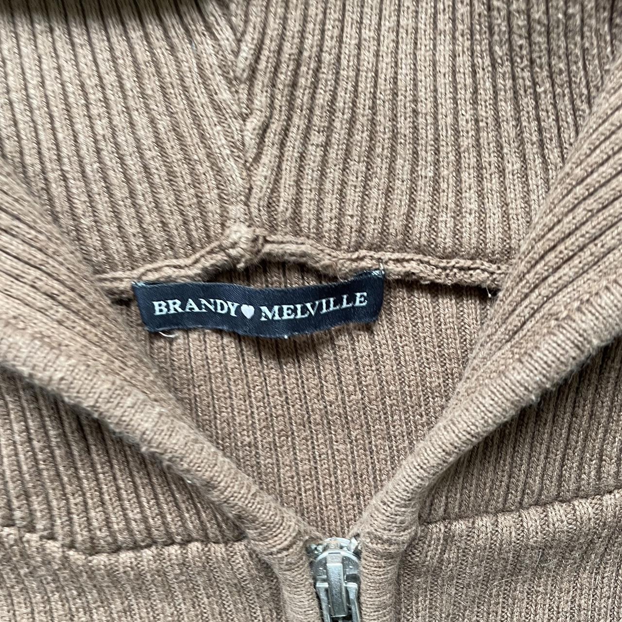 Brandy Melville cropped brown zip up arden hoodie,... Depop