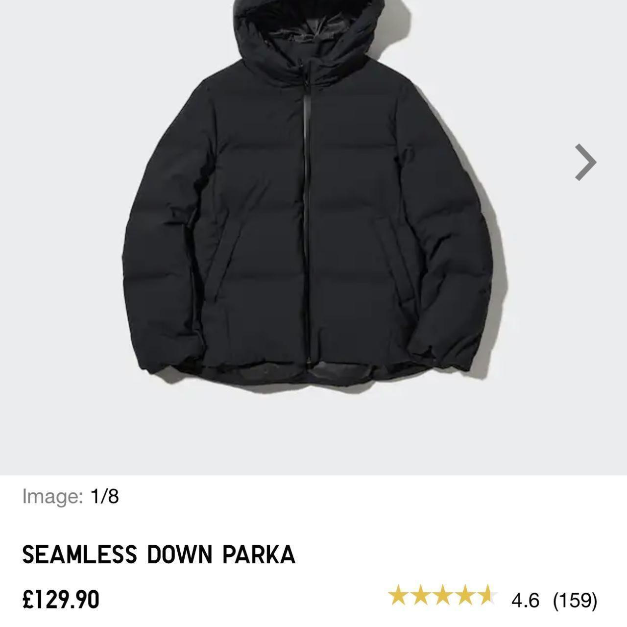 The black Uniqlo ‘seamless down parka’ puffer coat... - Depop