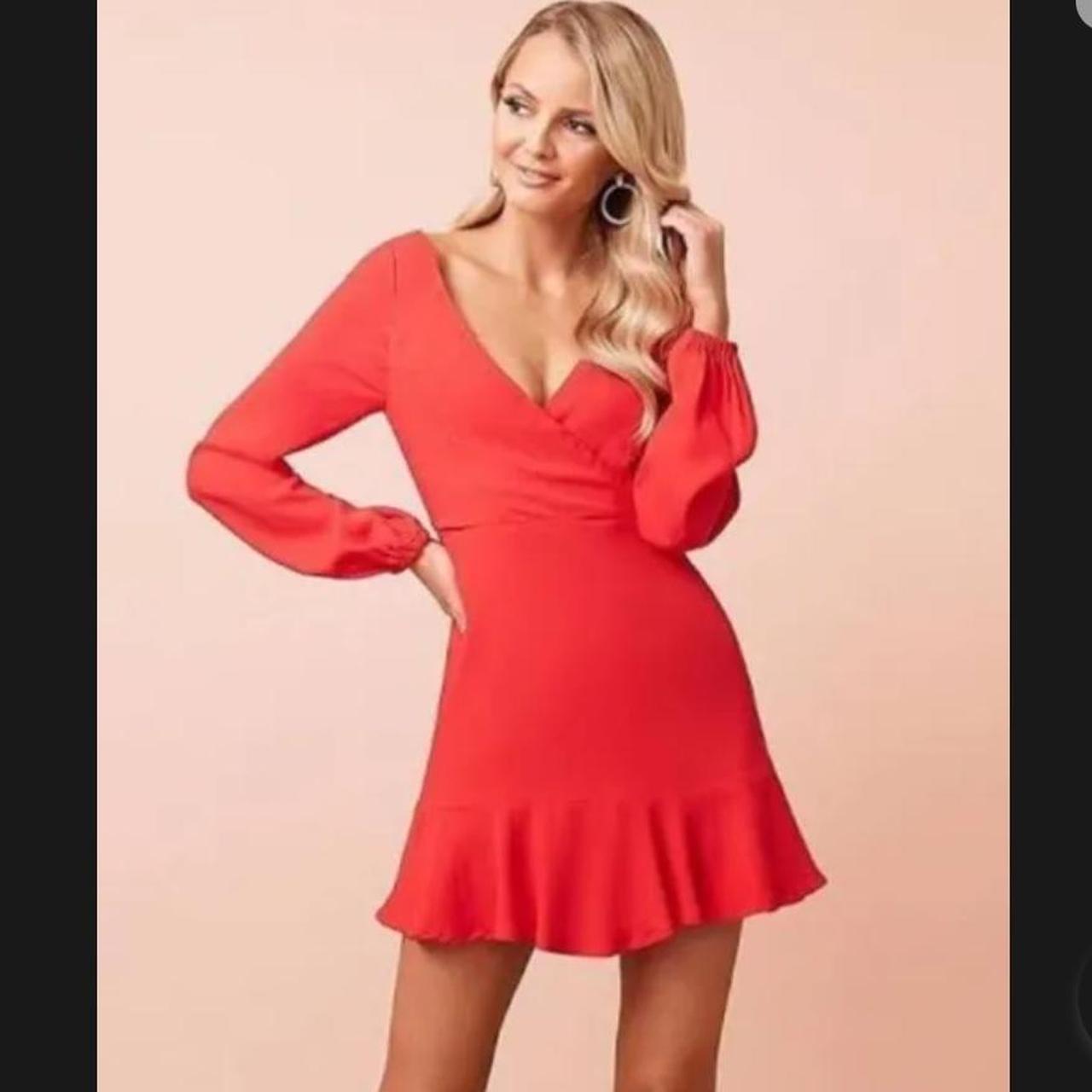 Kookai red long sleeve dress kookai