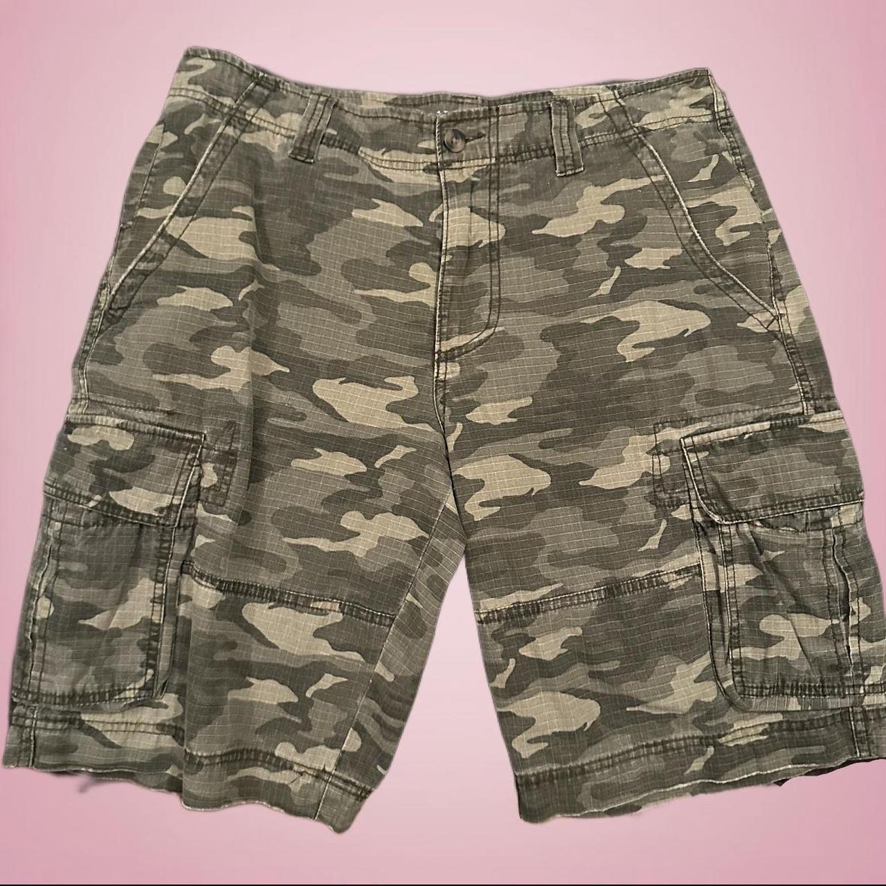 camo jorts ⭐️ Length- 21 inches Waist- 16 inches... - Depop