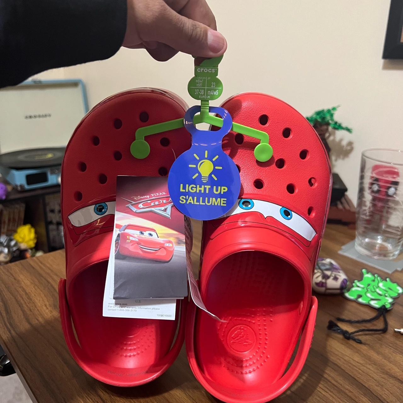 Disney Pixar Cars Lightning McQueen Light Up Red Crocs Adult Size