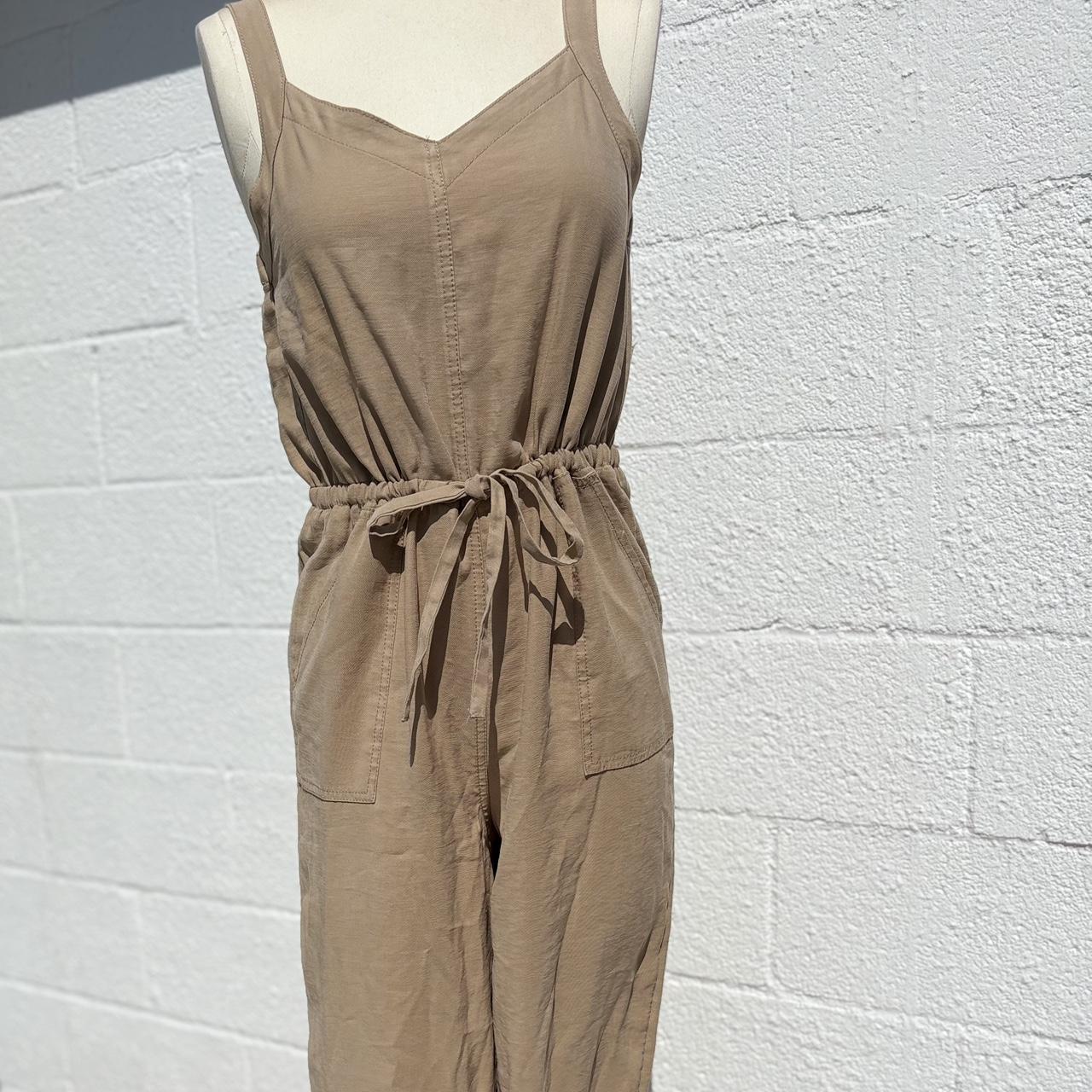 sleeveless linen blend tie belt wide leg jumpsuit for women