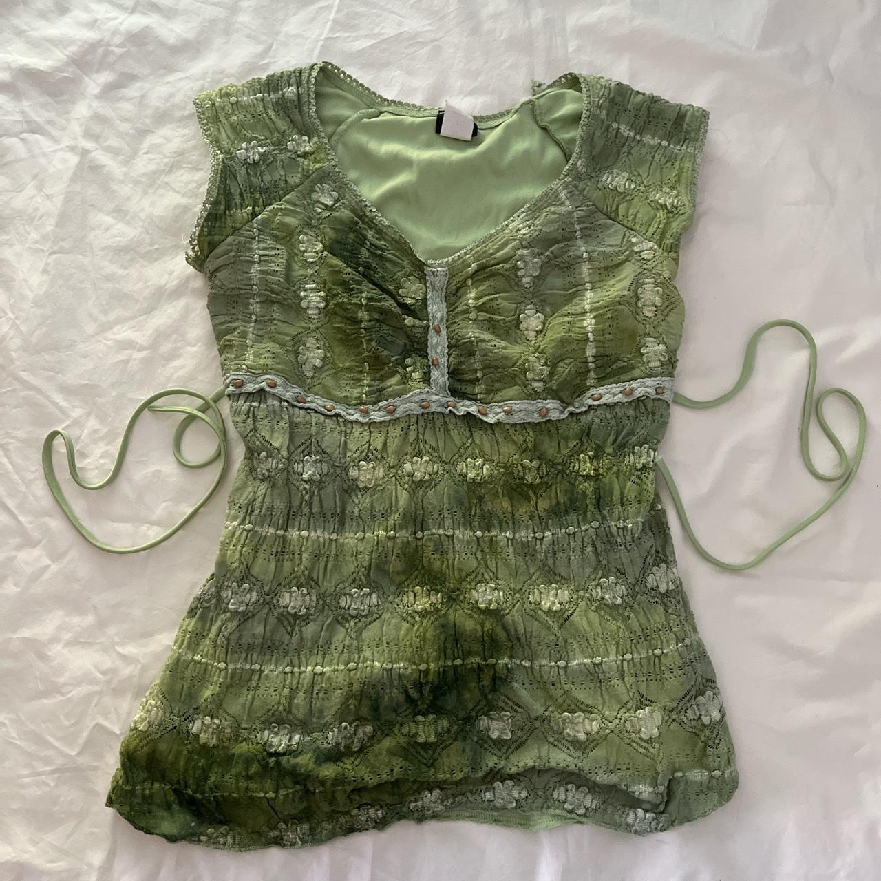 Vanity Green Boho Top [18 in length, 12 in width]... Depop