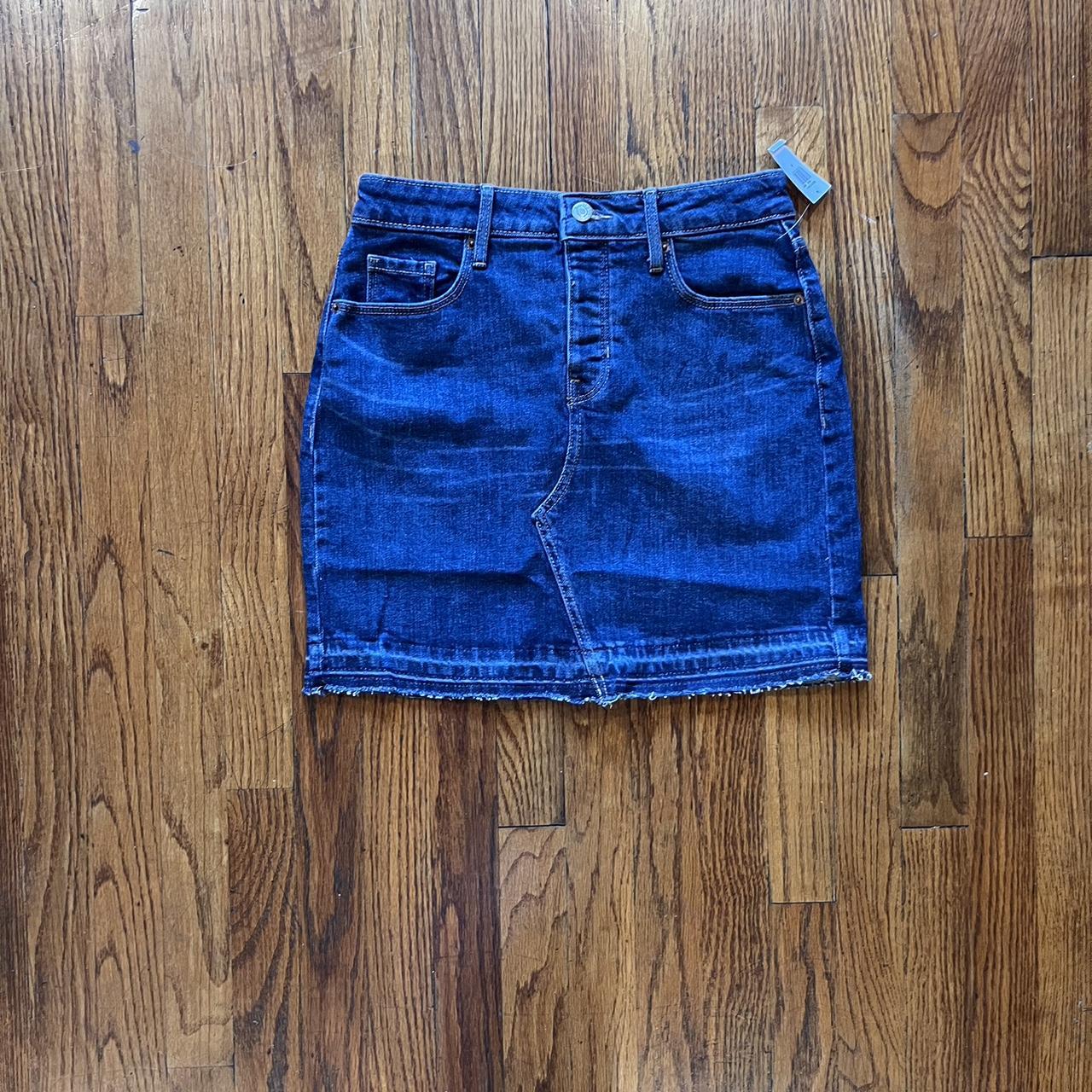 dark blue denim skirt size x small BRAND NEW ask... Depop