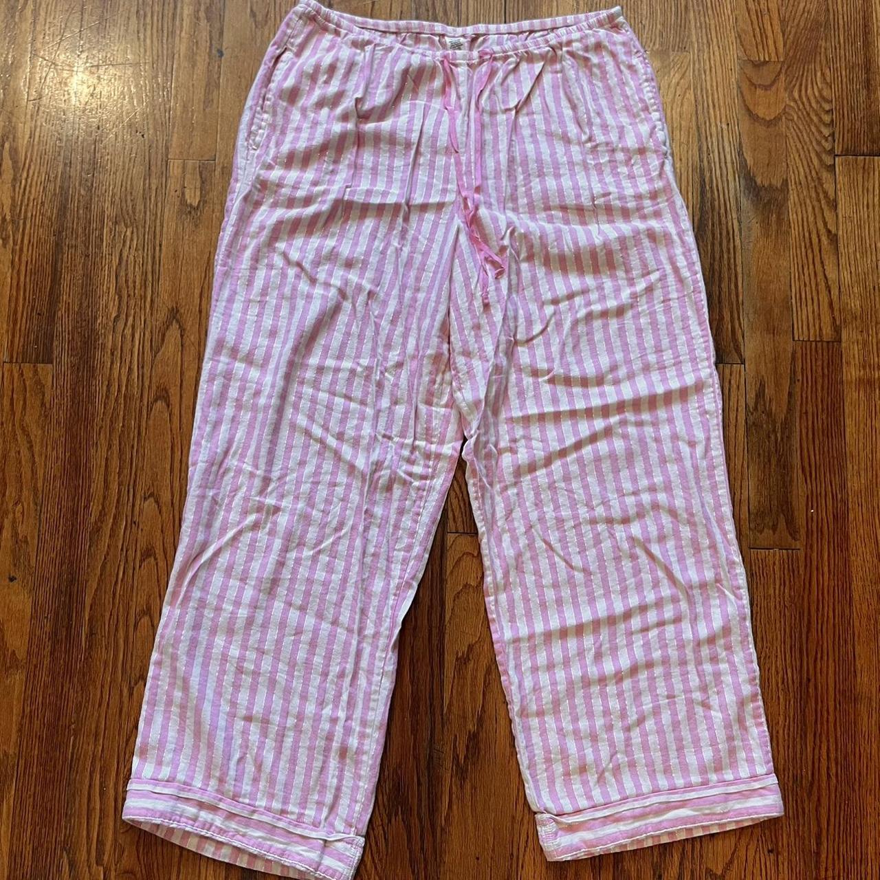 Victoria Secret pink stripes pajamas SET both pants... - Depop