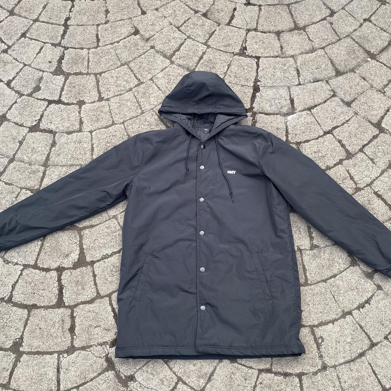 Obey long rain jacket Great fit and material