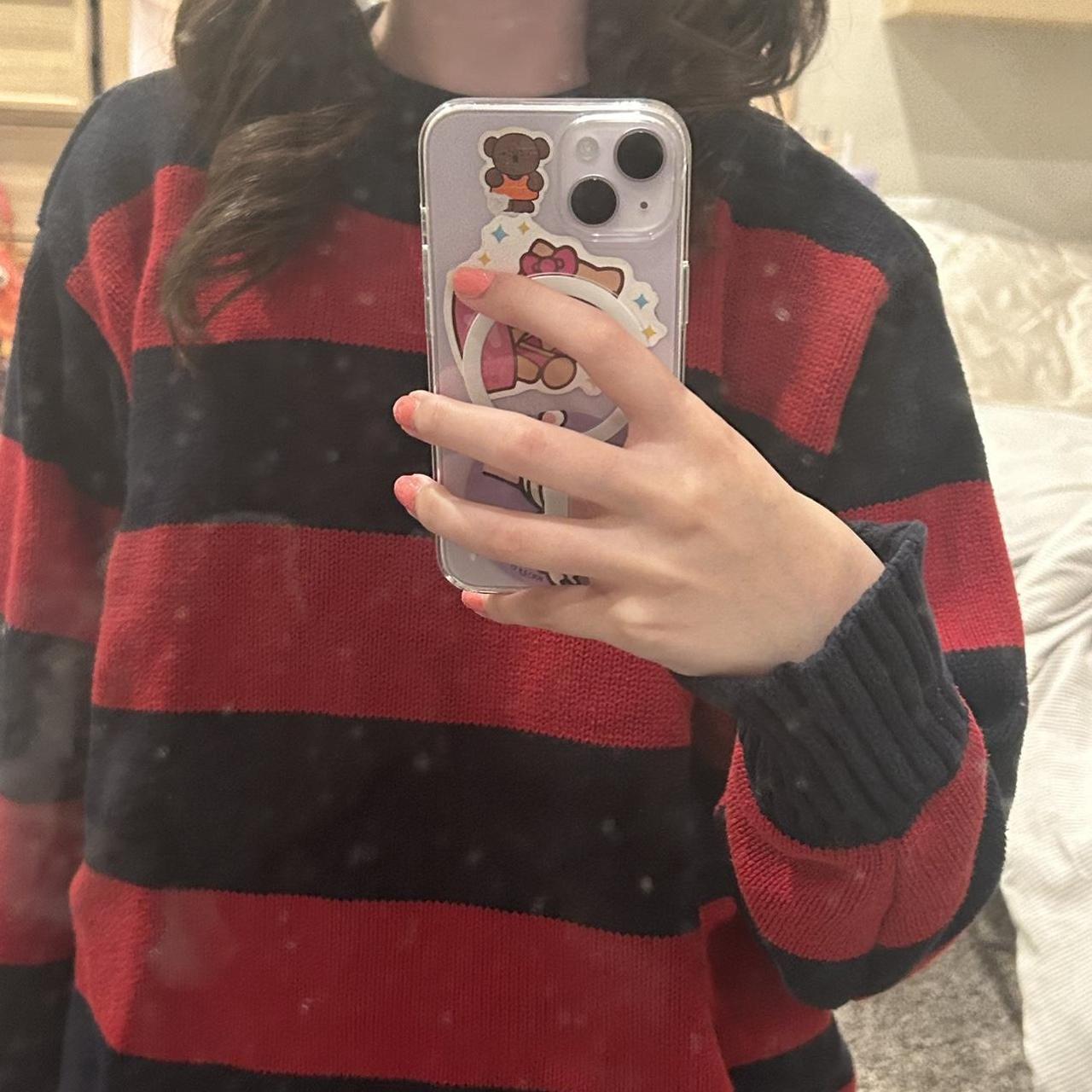 brandy melville red n blue oversized tate sweater,... Depop