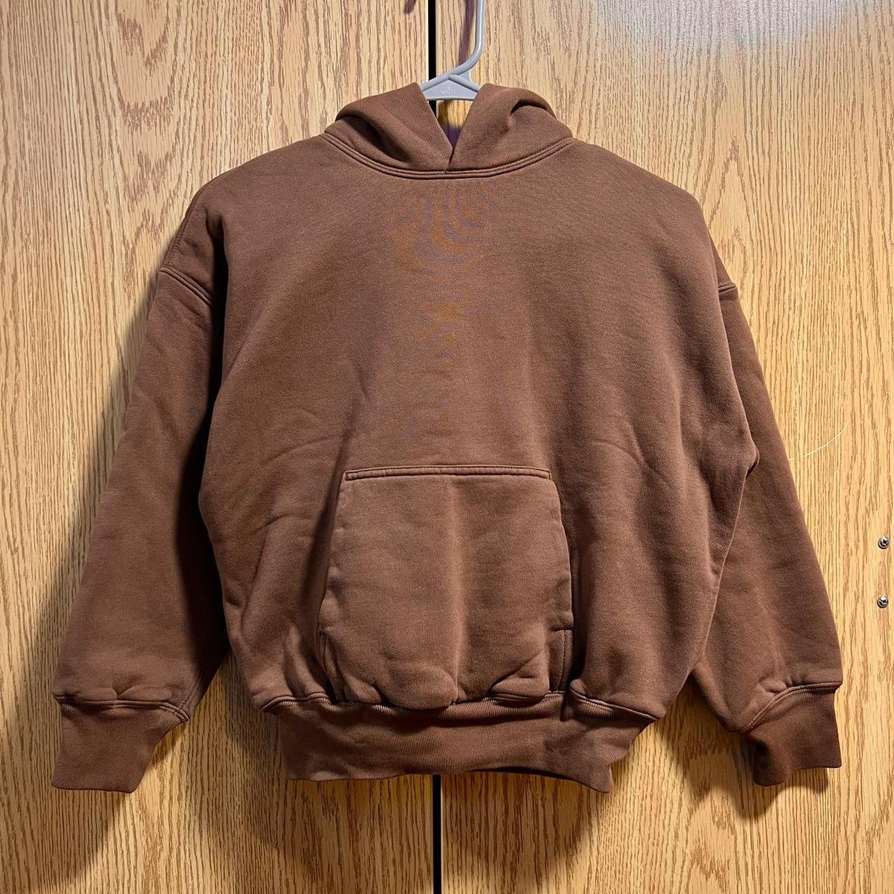 Brown graphic hoodie from Gap. Red lettering and red - Depop