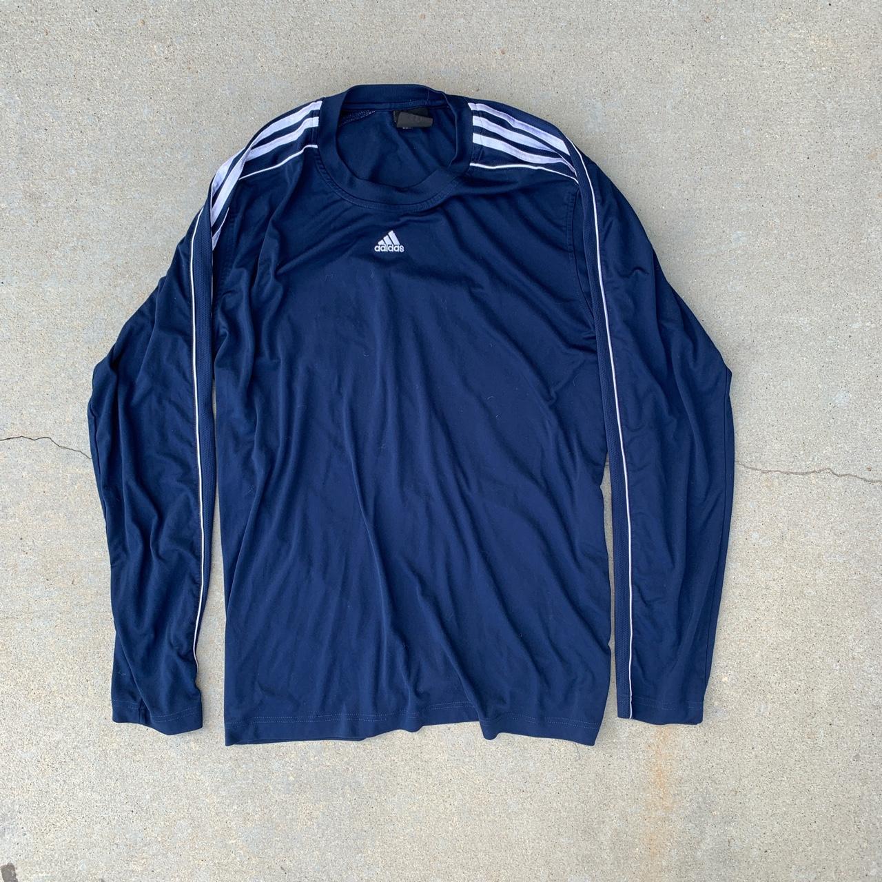 Blue Adidas Long Sleeve Shirt (Large) 50% Cotton... - Depop