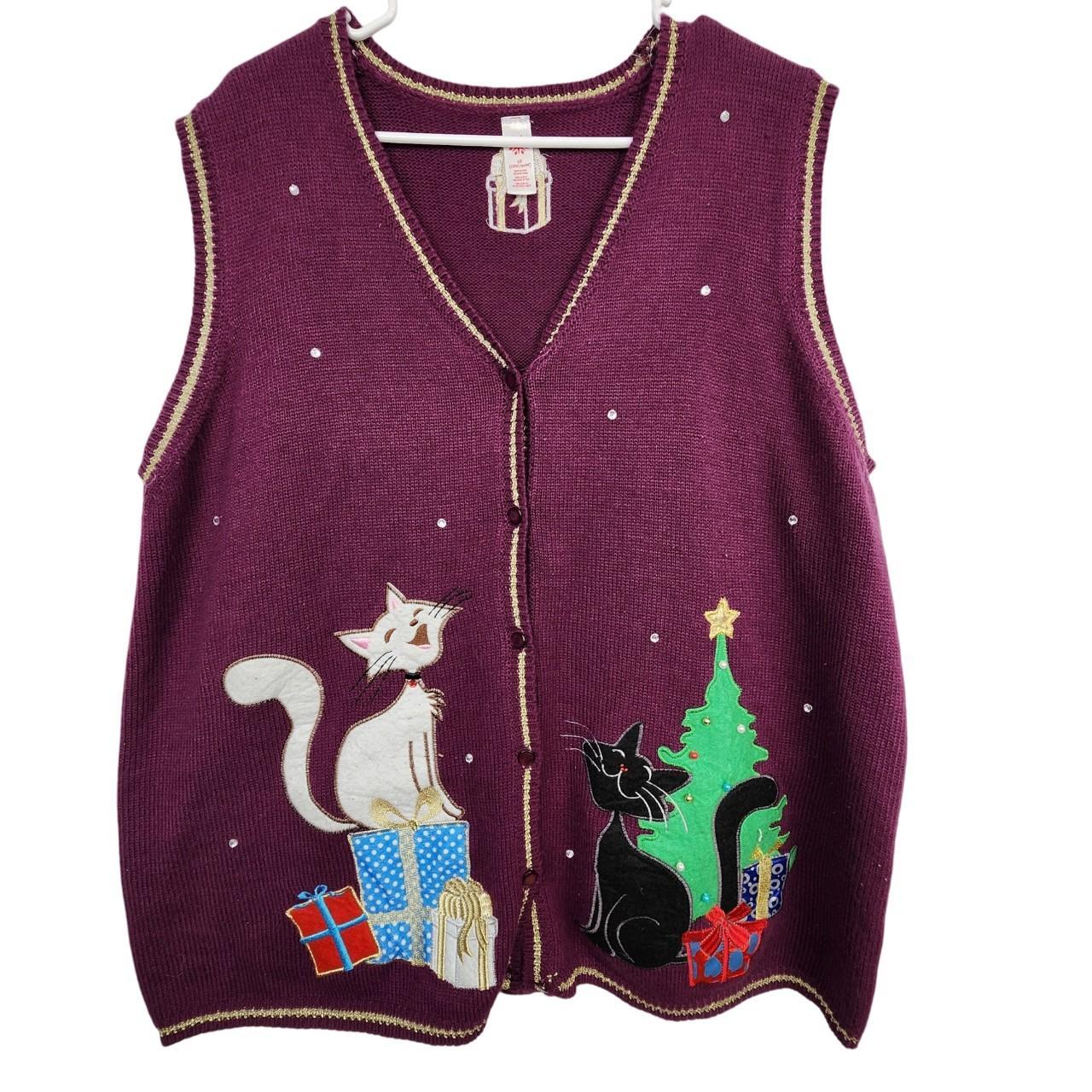 Cat christmas sweater vest best sale