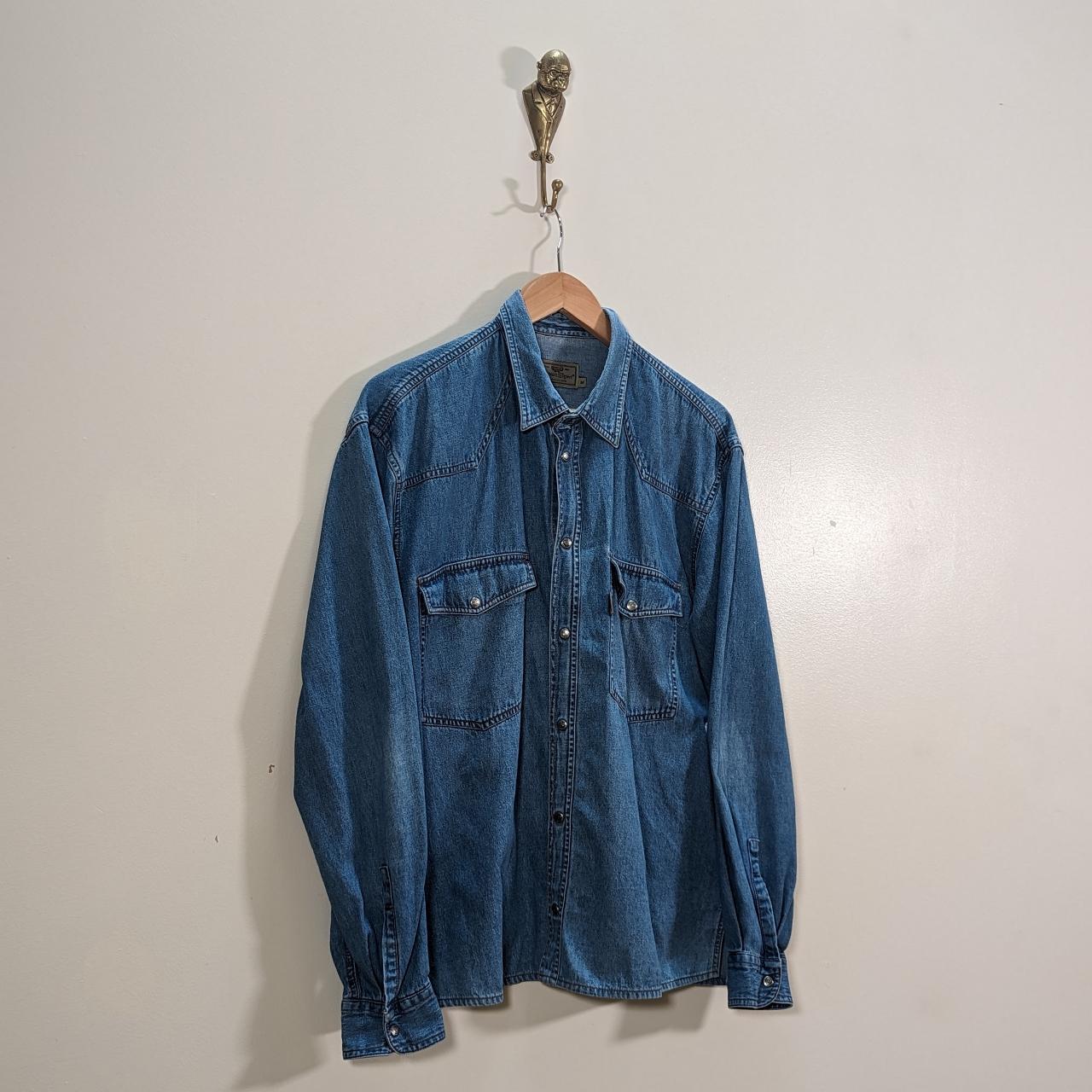 90's Vintage Wavey Shirt. European project blue... - Depop