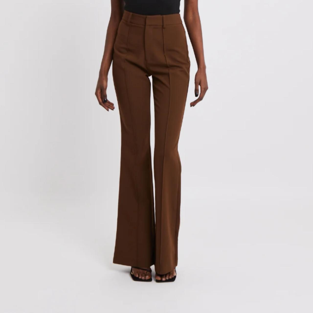 Buy Brown Heavy Blended Crepe Solid Flared Hem Trouser For Women by  TORQADORN Online at Aza Fashions.