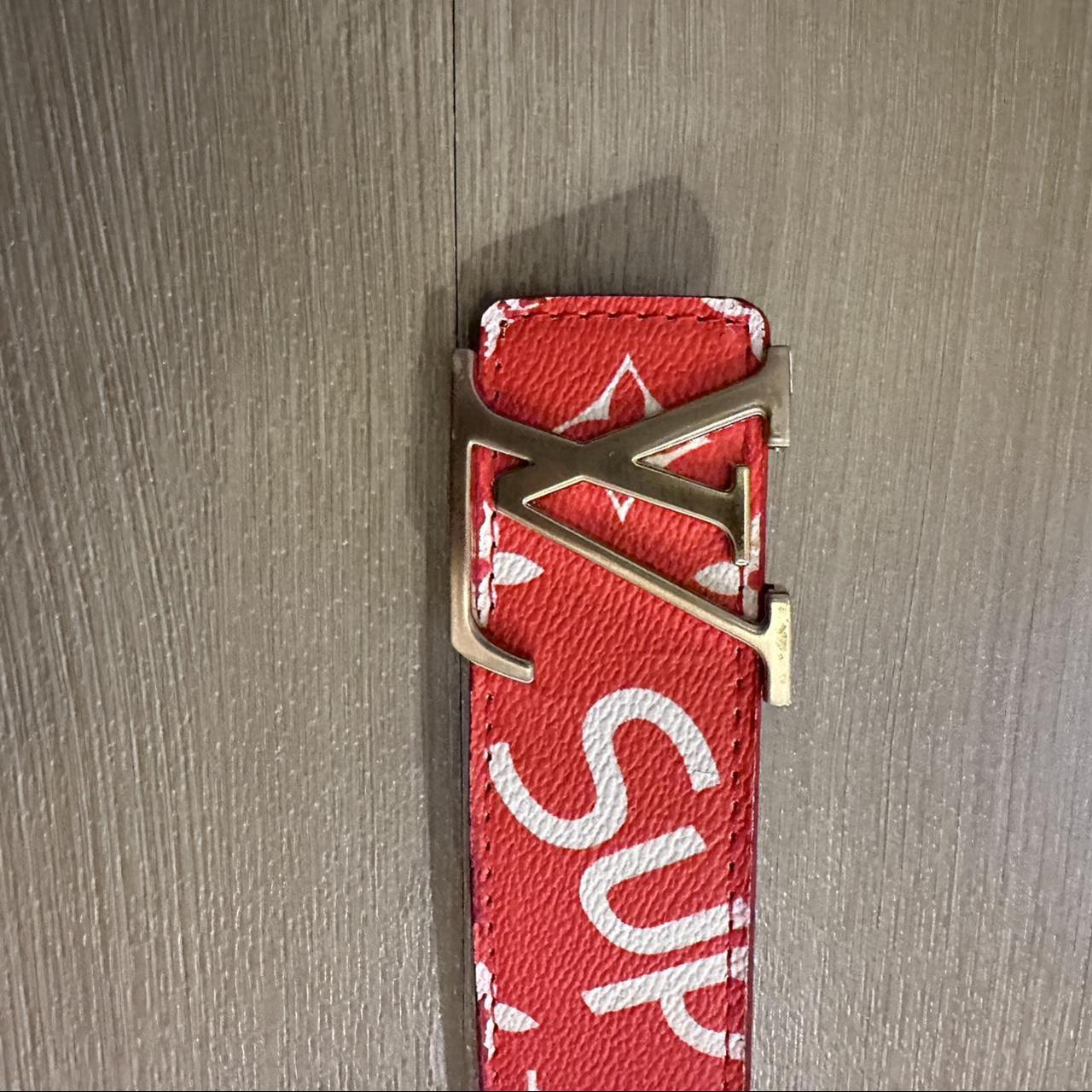 louis vuitton belt red and white