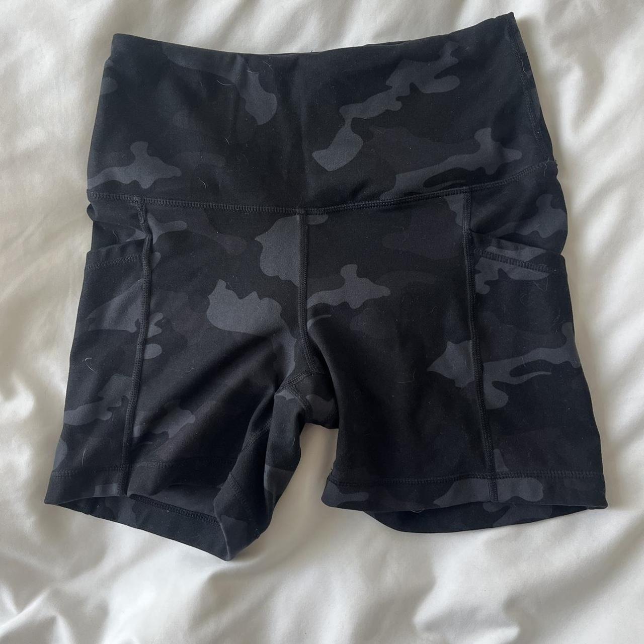 Camo spandex shorts, black and Grey, size XS/XXS - Depop