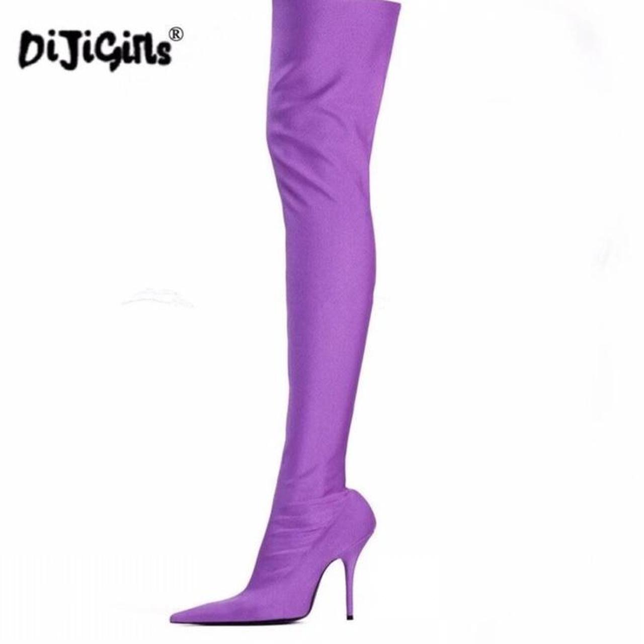 Purple Thigh High Boots - Depop