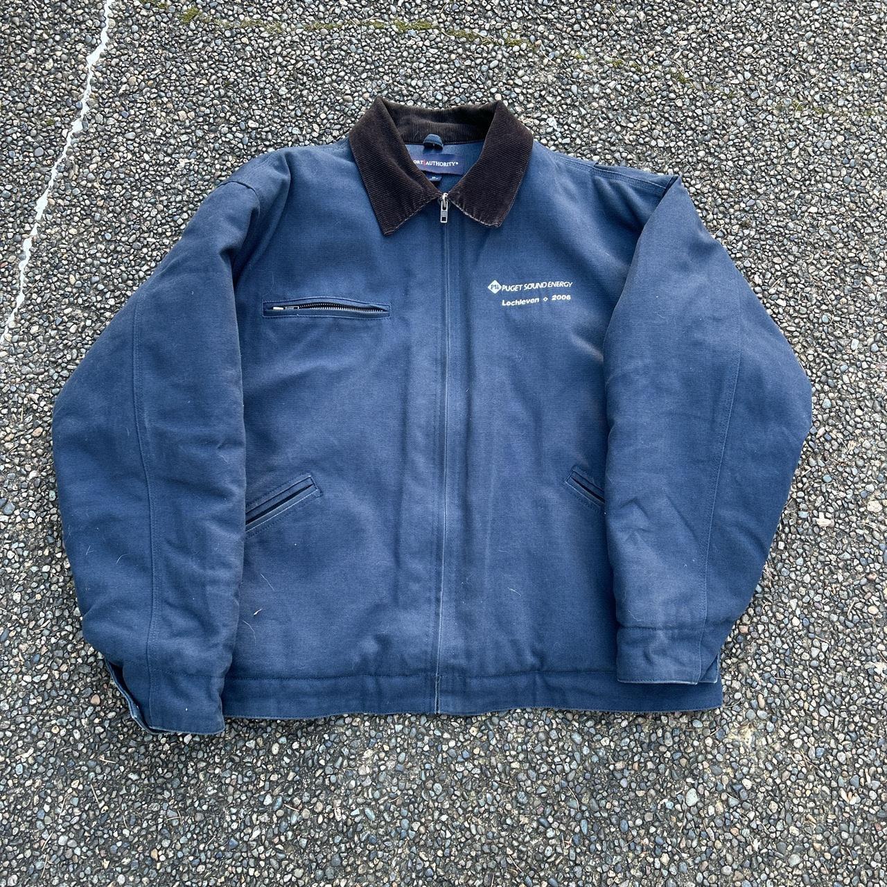 Blue 2000 carhartt style detroit jacket size large... - Depop