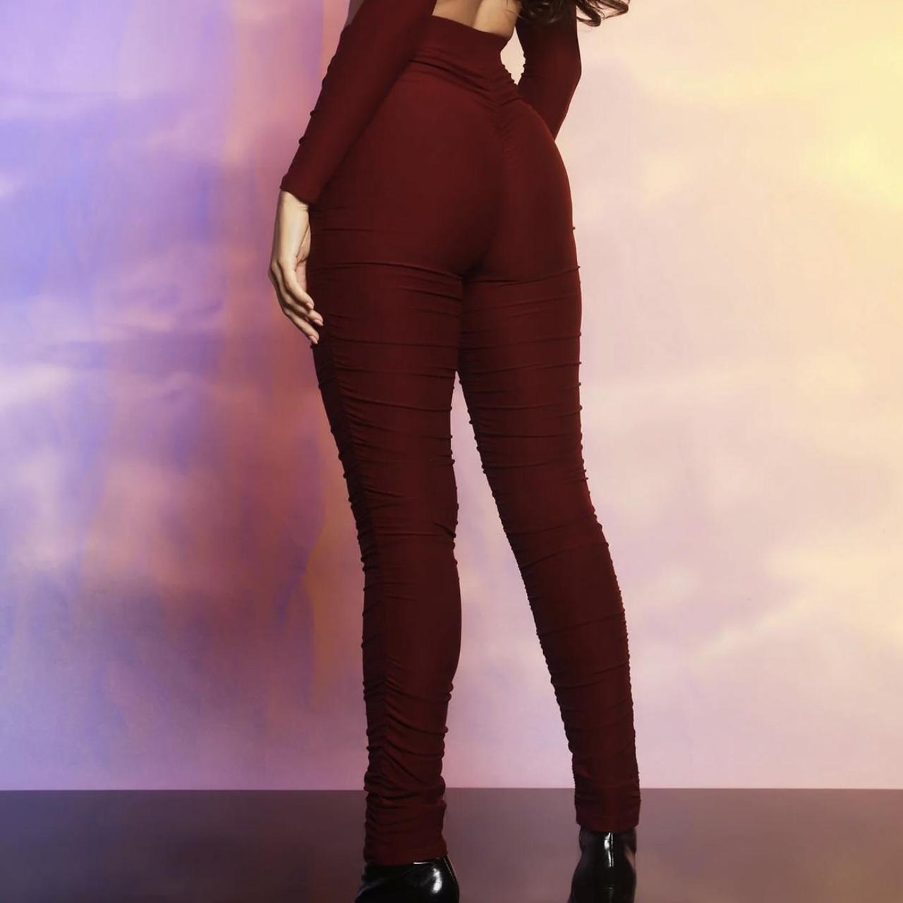 Burgundy leggings  HOWTOWEAR Fashion