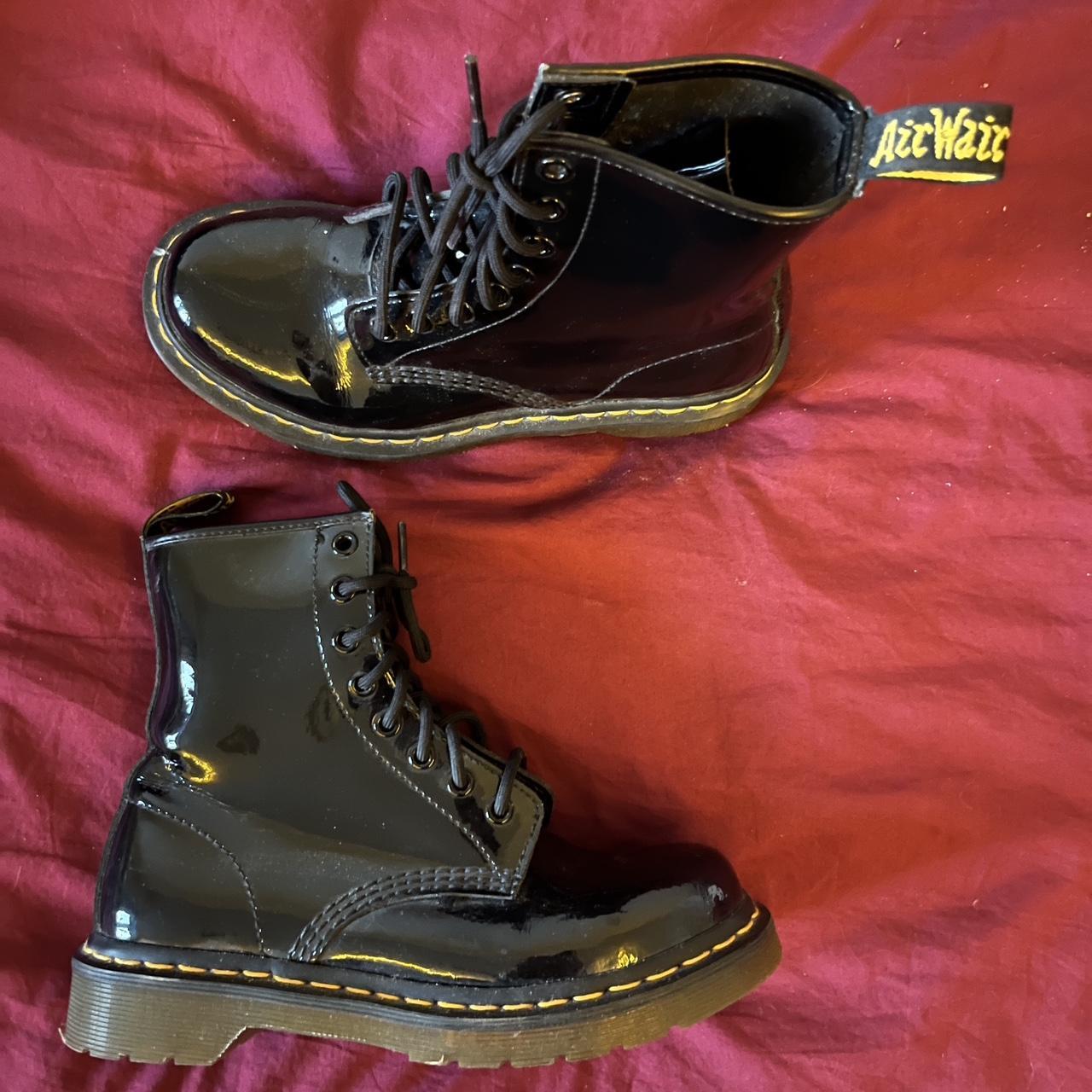 patent doc marten boots size 4 - worn once -no wear... - Depop