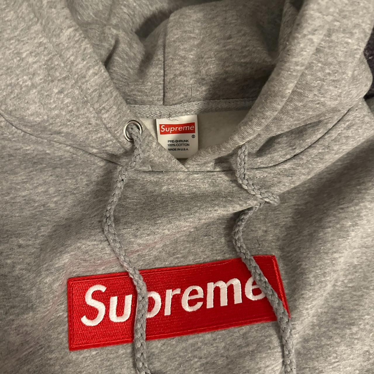 Supreme red box logo hoodie SIZE : M great... - Depop