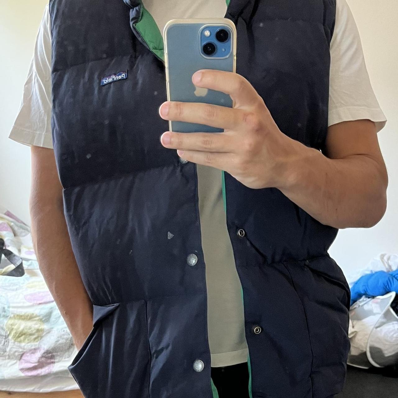 Penfield Men's Green and Navy Vest Depop