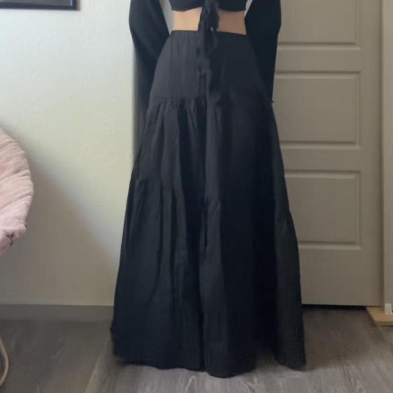 Black Tiered Maxi Skirt double layered, side... - Depop