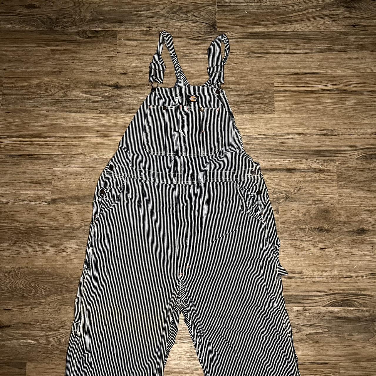 Dickies Men's Black and White Dungareesoveralls Depop
