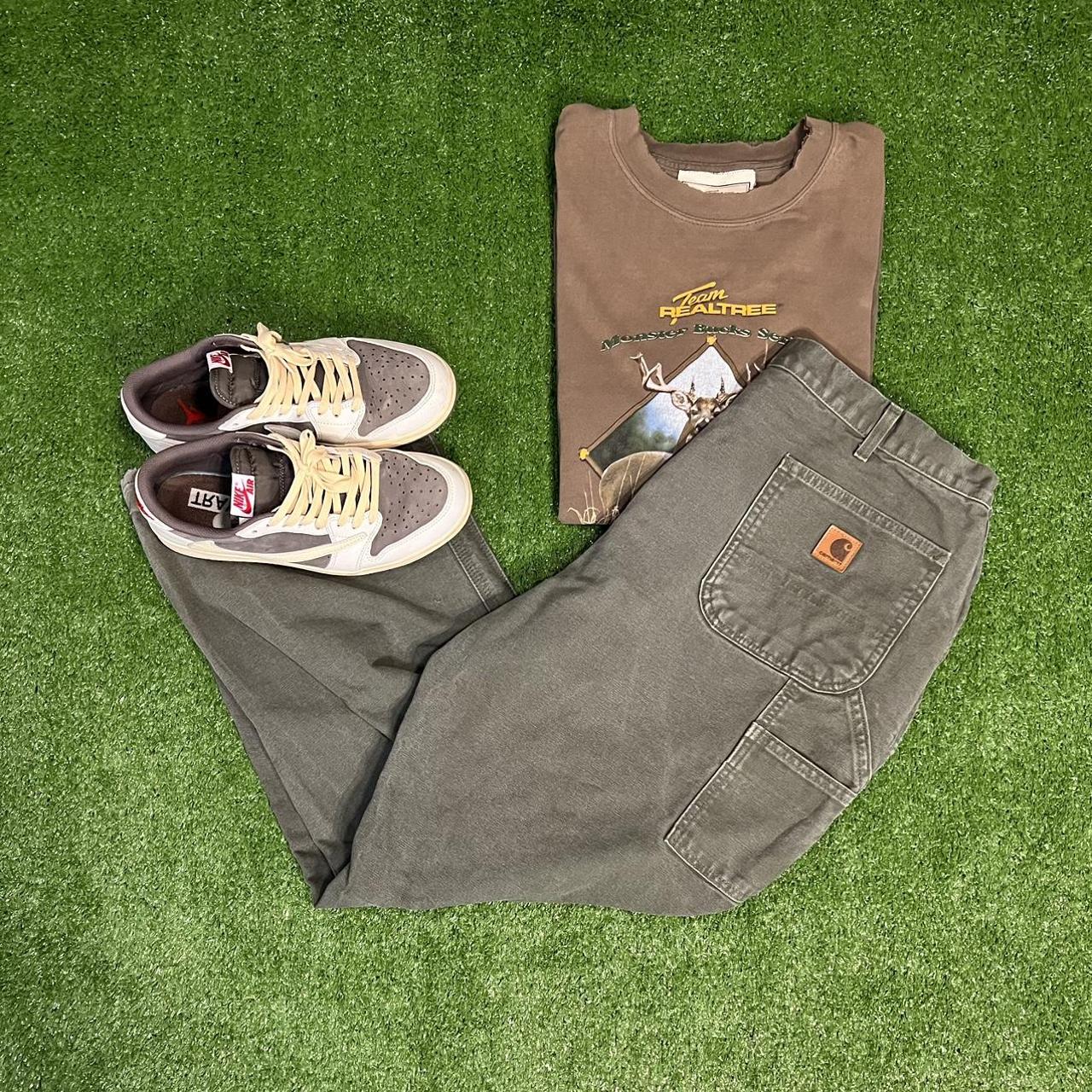 Faded & Distressed Green Dunagree Fit Carhartt... - Depop