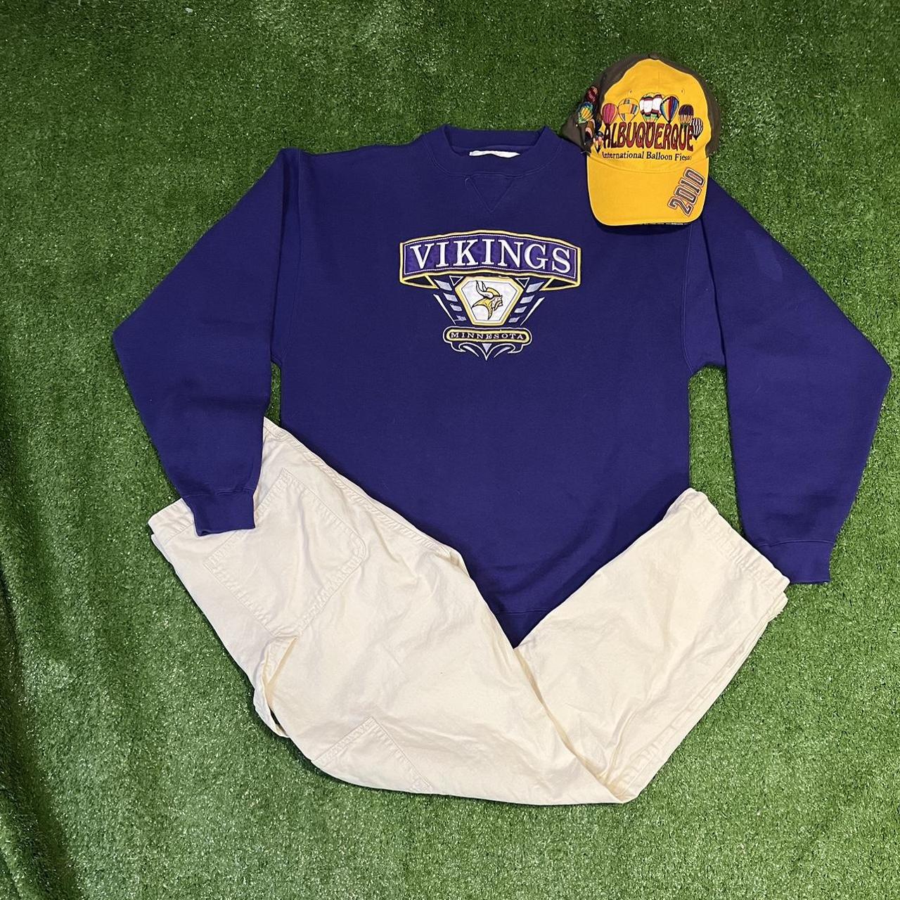 Vintage 90's Minnesota Vikings Crewneck Size: - Depop