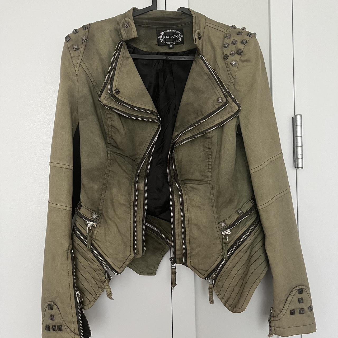 Khaki and green leather jacket with