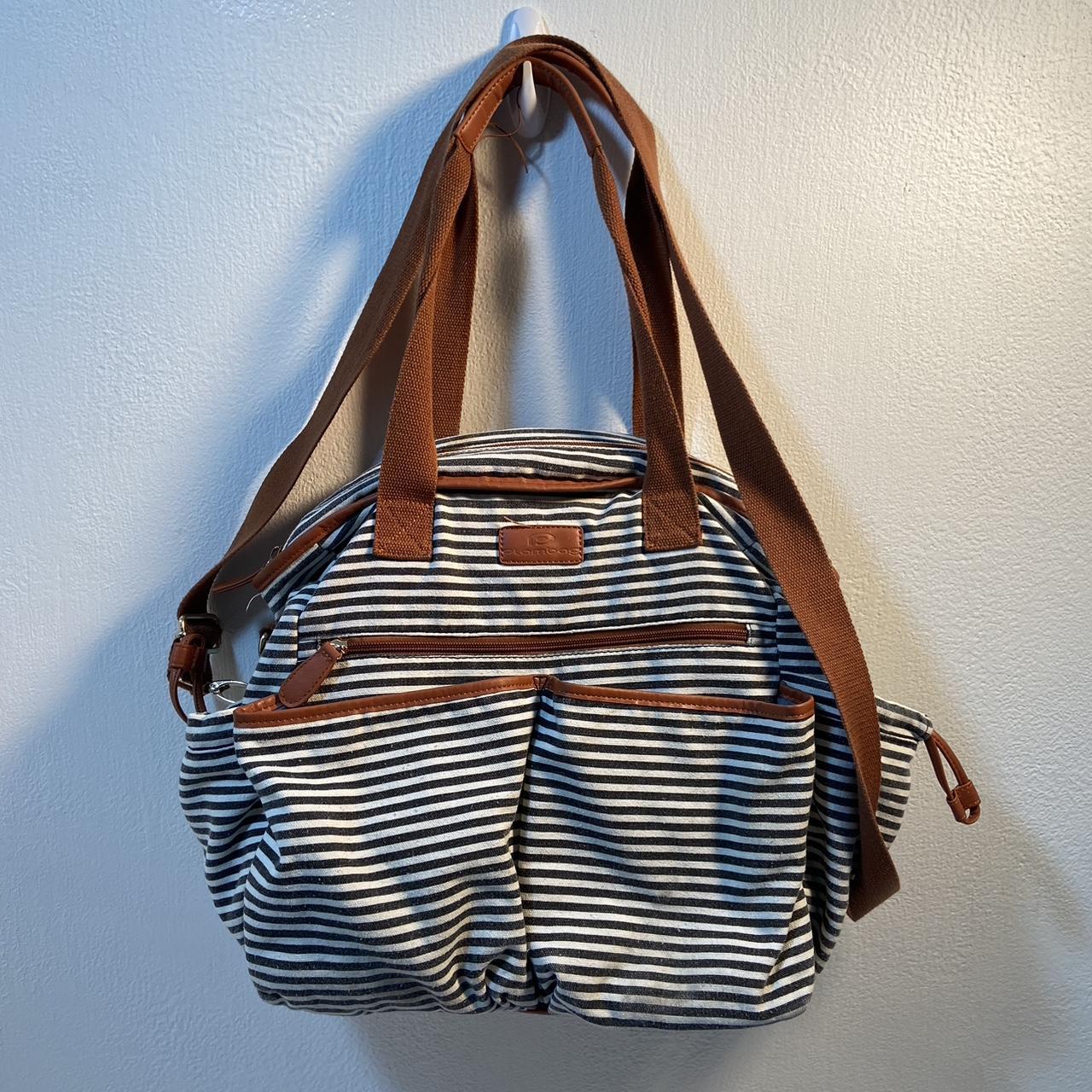 Blue and white striped hotsell diaper bag