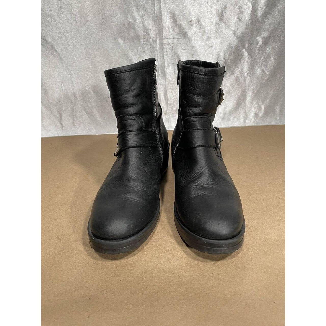 Steve Madden Black Leather Biker Boots With Zip... - Depop