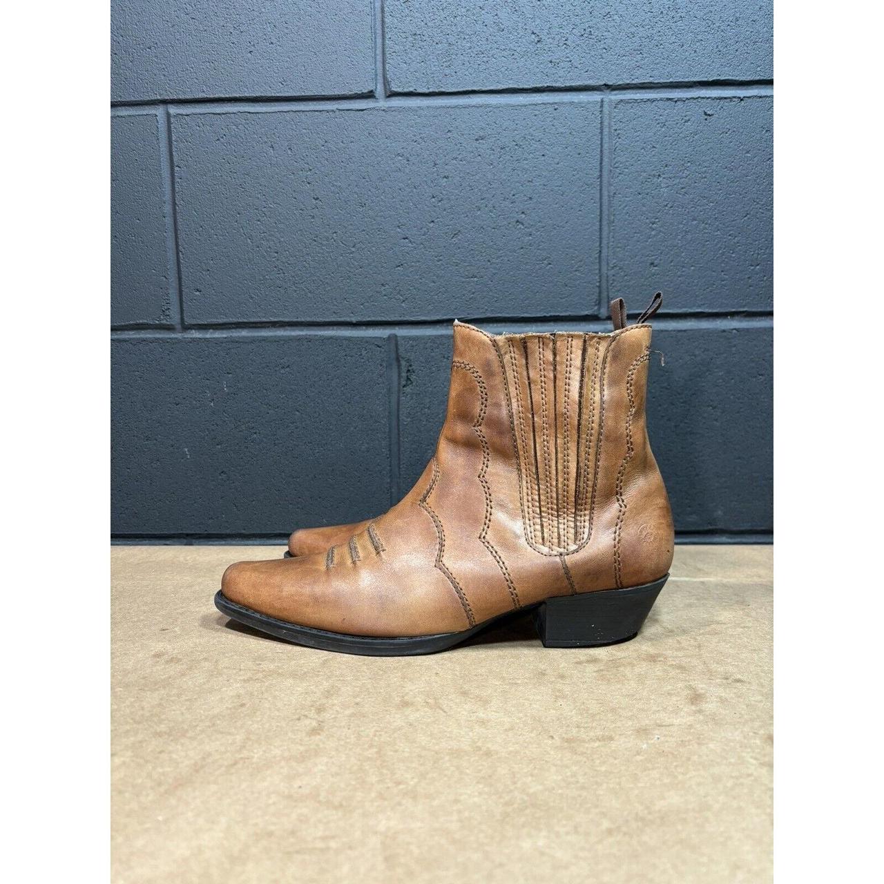 Earth Spirit Brown Leather Western Ankle Boots. Depop