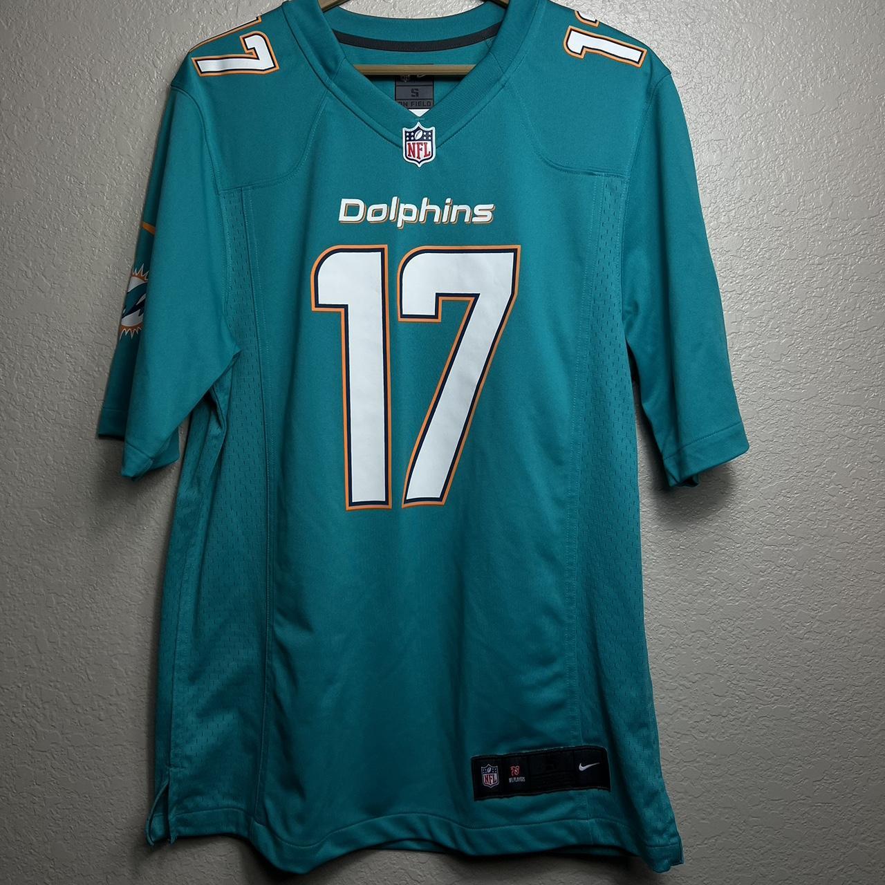 VTG WOMEN'S MIAMI DOLPHINS JERSEY White, green and - Depop