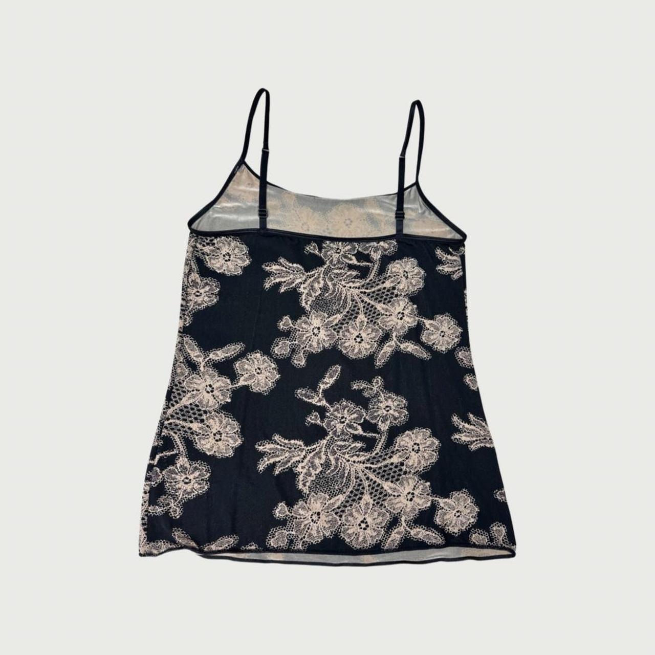 Lace Print Cami Top ࿓ In black with a beige lace