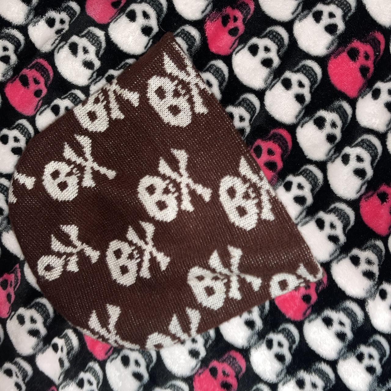 Dope y2k skull and bones beanie grunge emo raw... - Depop