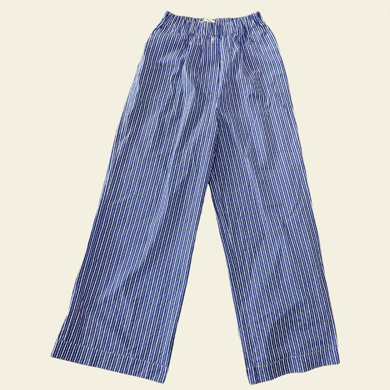 The Frankie shop blue & white stripe pants Womens... - Depop