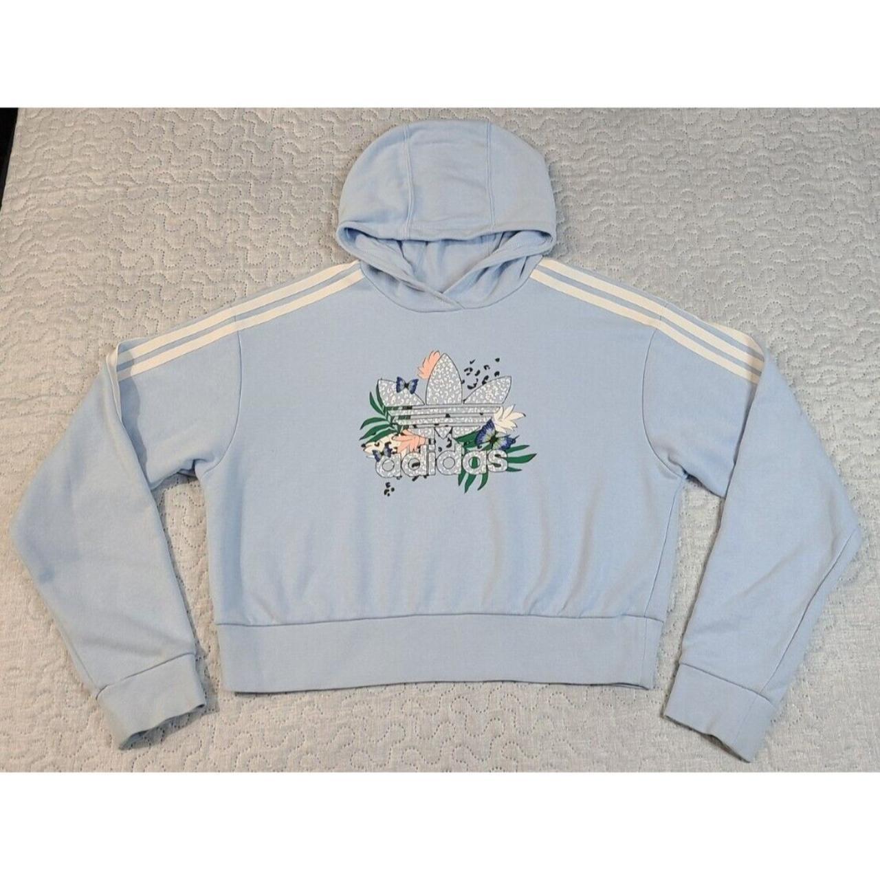 Adidas hoodie hotsell light blue