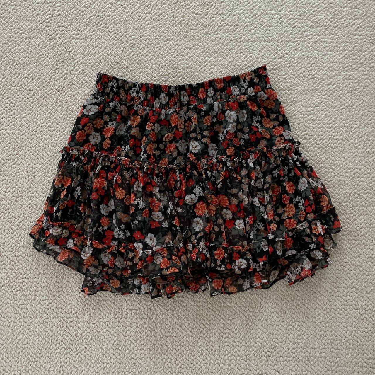 Misa Los Angeles Black skirt with red and white... - Depop