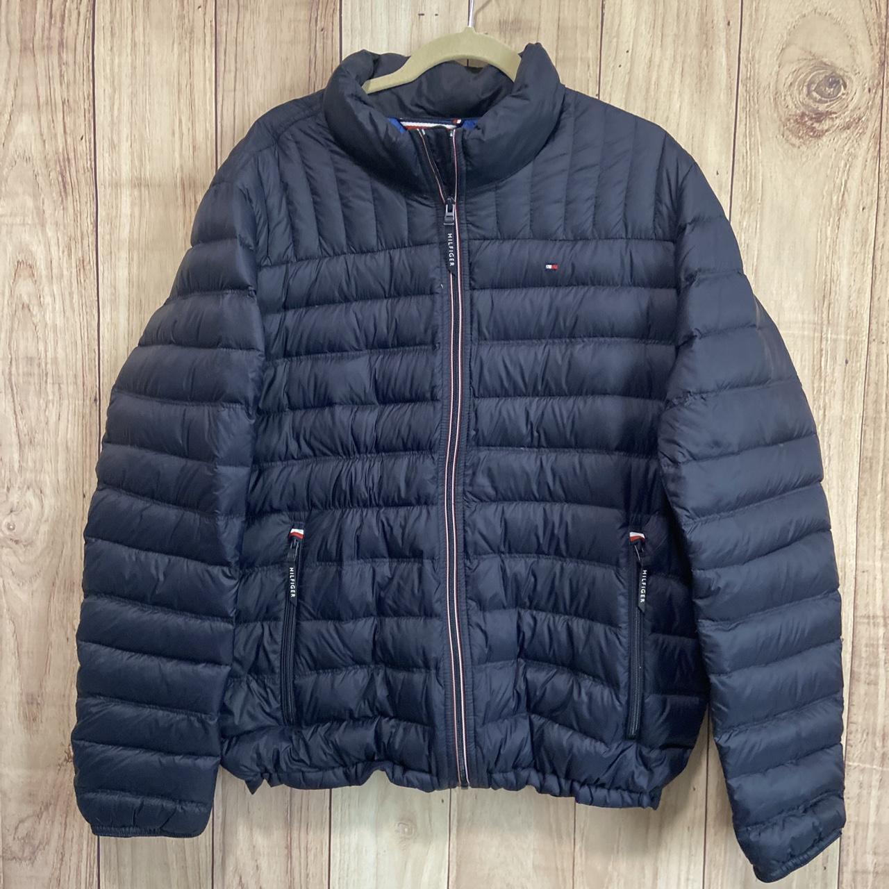 Tommy Hilfiger Men's Navy and Red Jacket | Depop