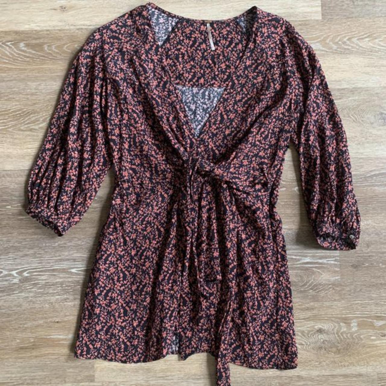 Free People Clara Ditsy Floral Tunic Tie Dress Size S - Depop