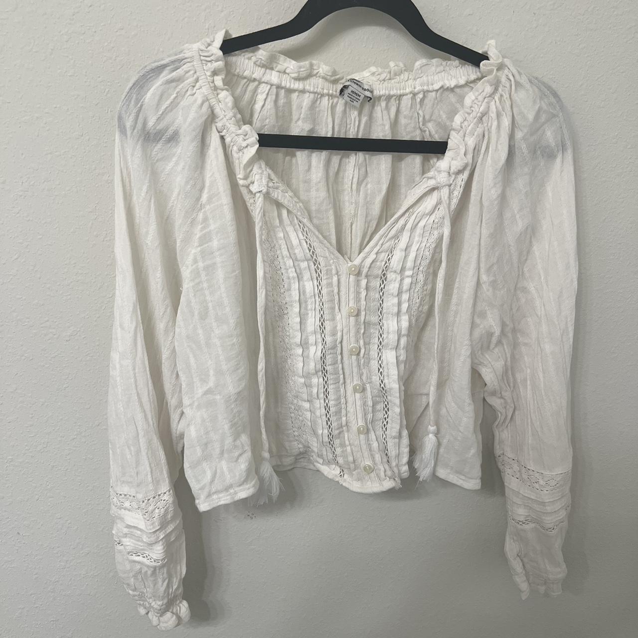 American eagle linen boho crop shirt - Depop